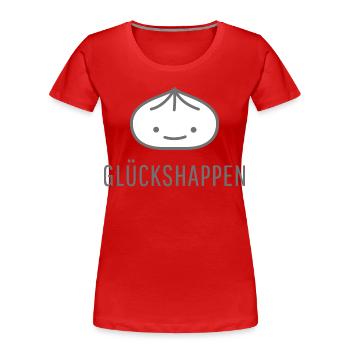 Boulettes heureuses - T-shirt bio Premium Femme - rouge - Devant - Mia (176cm)