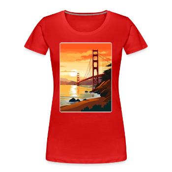 Affiche de voyage du Golden Gate de San Francisco en Californie - T-shirt bio Premium Femme - rouge - Devant - Mia (176cm)