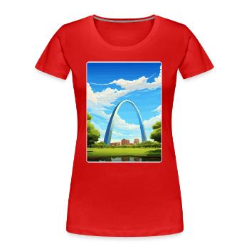 Gateway Arch Nationalpark Reiseplakat Souvenir - Frauen Premium Bio T-Shirt - Rot - Vorne - Mia (176cm)