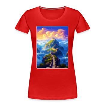 Großartig von China Reise Poster Souvenir Malerei WPA - Frauen Premium Bio T-Shirt - Rot - Vorne - Mia (176cm)