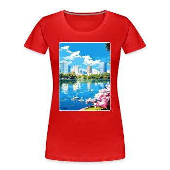Orlando Beach Florida City Reiseposter Souvenir - Frauen Premium Bio T-Shirt - Rot - Vorne - Mia (176cm)