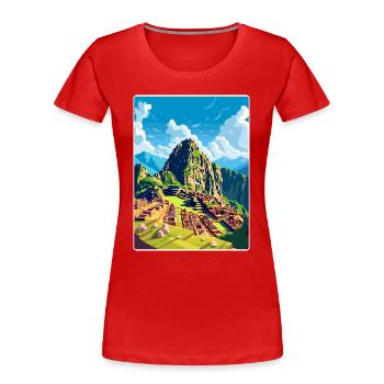Machu Picchu Peru Reise Poster Souvenir Farbe WPA - Frauen Premium Bio T-Shirt - Rot - Vorne - Mia (176cm)