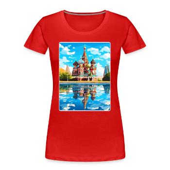 Moscou Russie Voyage Affiche Souvenir Peinture WPA - T-shirt bio Premium Femme - rouge - Devant - Mia (176cm)