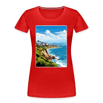 Lima Peru Travel Poster Souvenir Postcard Painting - Women's Premium Organic T-Shirt - red - Front - Mia (176cm)