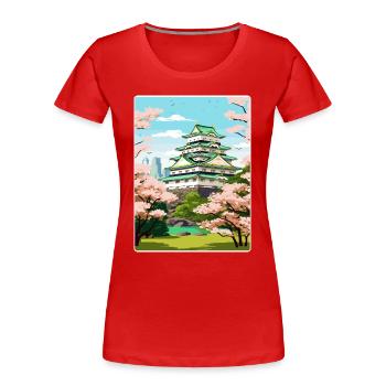 Osaka Japan Reise Poster Souvenir Postkarte Farbe - Frauen Premium Bio T-Shirt - Rot - Vorne - Mia (176cm)