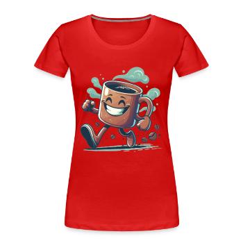 Good Mood Coffee Mug Gift - Women's Premium Organic T-Shirt - red - Front - Mia (176cm)