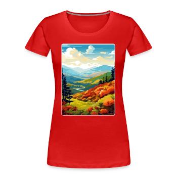 Affiche de voyage du parc national des Great Smoky Mountains - T-shirt bio Premium Femme - rouge - Devant - Mia (176cm)
