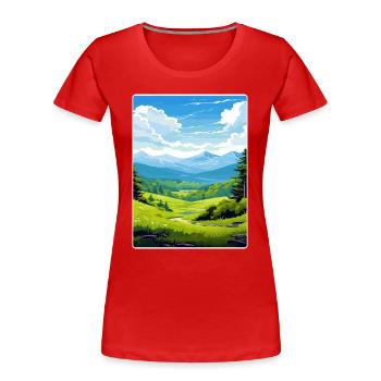 Affiche de voyage du parc national des Great Smoky Mountains - T-shirt bio Premium Femme - rouge - Devant - Mia (176cm)
