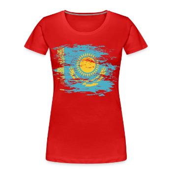 Kazakhstan flag used - Women's Premium Organic T-Shirt - red - Front - Mia (176cm)