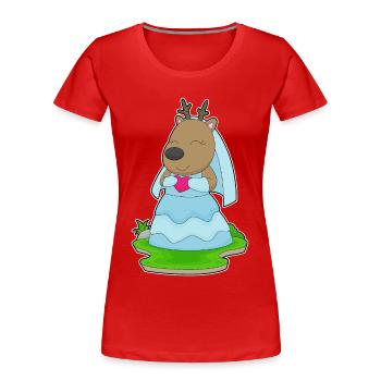 Rentier Braut Herz Hochzeit - Frauen Premium Bio T-Shirt - Rot - Vorne - Mia (176cm)