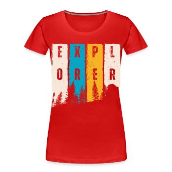 Entdecker Wald Bäume Silhouette - Frauen Premium Bio T-Shirt - Rot - Vorne - Mia (176cm)