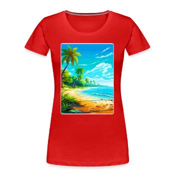 Bahamas Caraïbes Voyage Affiche Souvenir Peinture WPA - T-shirt bio Premium Femme - rouge - Devant - Mia (176cm)