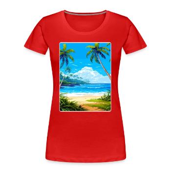 Barbade Caraïbes Voyage Affiche Souvenir Peinture WP - T-shirt bio Premium Femme - rouge - Devant - Mia (176cm)