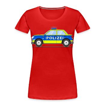 Voiture de police en bleu et jaune - T-shirt bio Premium Femme - rouge - Devant - Mia (176cm)