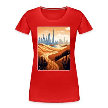Dubai United Arab Emirates Travel Poster Souvenir - Women's Premium Organic T-Shirt - red - Front - Mia (176cm)