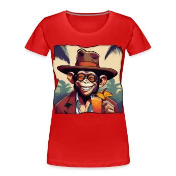 Affe mit Cocktail! - Frauen Premium Bio T-Shirt - Rot - Vorne - Mia (176cm)