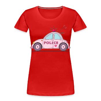 Polizeiauto Police Rosa - Frauen Premium Bio T-Shirt - Rot - Vorne - Mia (176cm)
