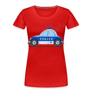 Voiture de Police Bleu - T-shirt bio Premium Femme - rouge - Devant - Mia (176cm)