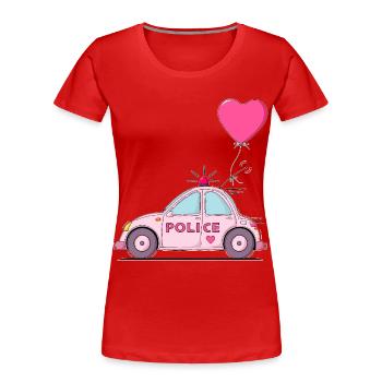 Police Herz Rosa - Frauen Premium Bio T-Shirt - Rot - Vorne - Mia (176cm)