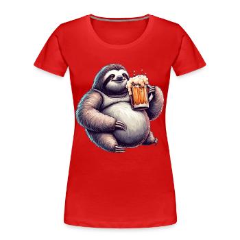 Dad Bod Bierbauch Bier Faultier Geschenk - Frauen Premium Bio T-Shirt - Rot - Vorne - Mia (176cm)