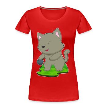 Cat Bowling Bowling Ball - Women's Premium Organic T-Shirt - red - Front - Mia (176cm)