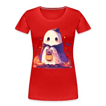 Halloween Gespenst Geist Kürbis Laterne Geschenk - Frauen Premium Bio T-Shirt - Rot - Vorne - Mia (176cm)