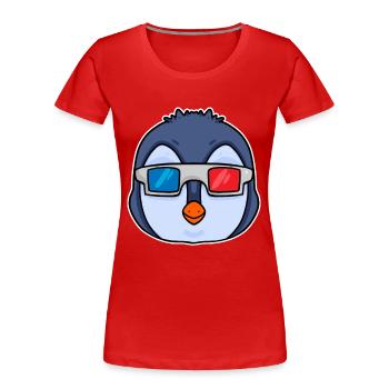 Penguin 3D Glasses Cinema - Women's Premium Organic T-Shirt - red - Front - Mia (176cm)