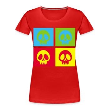 Pop art manga skull - Women's Premium Organic T-Shirt - red - Front - Mia (176cm)