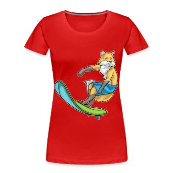 Fox Surfing Surfboard Summer - Women's Premium Organic T-Shirt - red - Front - Mia (176cm)