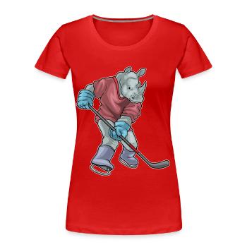 Rhino Bâton de Hockey sur Glace - T-shirt bio Premium Femme - rouge - Devant - Mia (176cm)