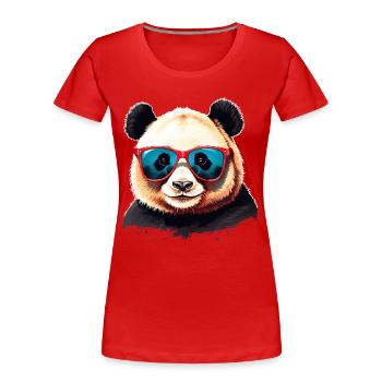 Panda Bear intelligent avec des lunettes de soleil cool - T-shirt bio Premium Femme - rouge - Devant - Mia (176cm)