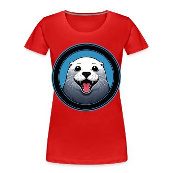 Cheerful seal - Women's Premium Organic T-Shirt - red - Front - Mia (176cm)