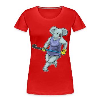 Koala Field Hockey Field Hockey Stick - Women's Premium Organic T-Shirt - red - Front - Mia (176cm)