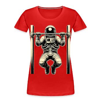 Calisthenics Astronaut Pull-ups Gift - Women's Premium Organic T-Shirt - red - Front - Mia (176cm)
