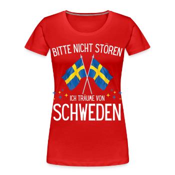 Bitte nicht stören ich träume von Schweden - Frauen Premium Bio T-Shirt - Rot - Vorne - Mia (176cm)