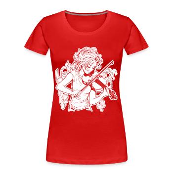 Geige Mädchen Zeichnung - Frauen Premium Bio T-Shirt - Rot - Vorne - Mia (176cm)