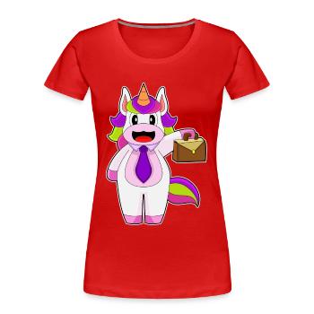 Einhorn Handtasche - Frauen Premium Bio T-Shirt - Rot - Vorne - Mia (176cm)