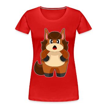 Lustiges Pferd  - Frauen Premium Bio T-Shirt - Rot - Vorne - Mia (176cm)
