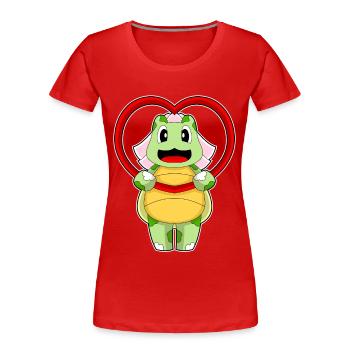 Tortue Mariée Coeur Mariage - T-shirt bio Premium Femme - rouge - Devant - Mia (176cm)