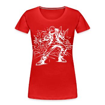 Breakdancer Zeichnung - Frauen Premium Bio T-Shirt - Rot - Vorne - Mia (176cm)