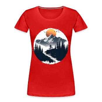 Fahrradfahrer Illustration - Frauen Premium Bio T-Shirt - Rot - Vorne - Mia (176cm)
