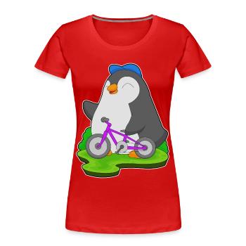 Vélo pingouin - T-shirt bio Premium Femme - rouge - Devant - Mia (176cm)