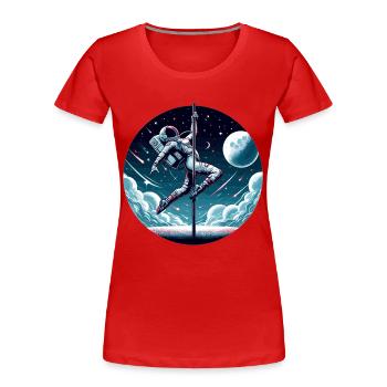 Pole Dance Astronaut Pole Dance Gift - Women's Premium Organic T-Shirt - red - Front - Mia (176cm)