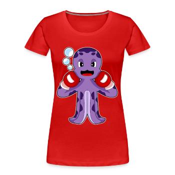 Krake Boxer Boxhandschuhe Boxen - Frauen Premium Bio T-Shirt - Rot - Vorne - Mia (176cm)