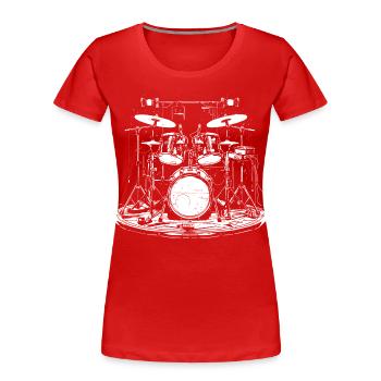 Schlagzeug - Frauen Premium Bio T-Shirt - Rot - Vorne - Mia (176cm)