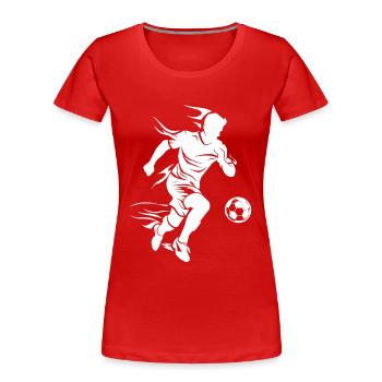 Fußballspieler Zeichnung - Frauen Premium Bio T-Shirt - Rot - Vorne - Mia (176cm)