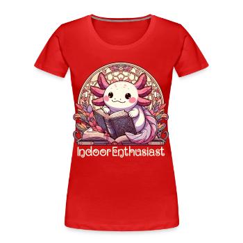 Axolotl Indoors Enthousiaste Livre Livres Cadeau - T-shirt bio Premium Femme - rouge - Devant - Mia (176cm)
