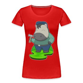 Pferd Handwerker Hammer Handwerk - Frauen Premium Bio T-Shirt - Rot - Vorne - Mia (176cm)