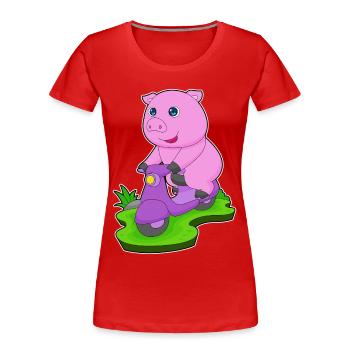 Trottinette Pig - T-shirt bio Premium Femme - rouge - Devant - Mia (176cm)