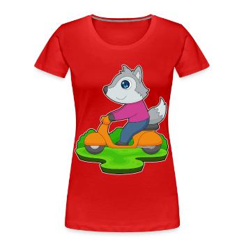 Wolf Motorroller - Frauen Premium Bio T-Shirt - Rot - Vorne - Mia (176cm)